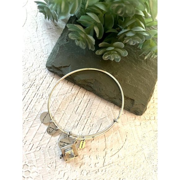 Alex and Ani Silver Graduation Cap Charm Bangle Bracelet - Picture 3 of 11